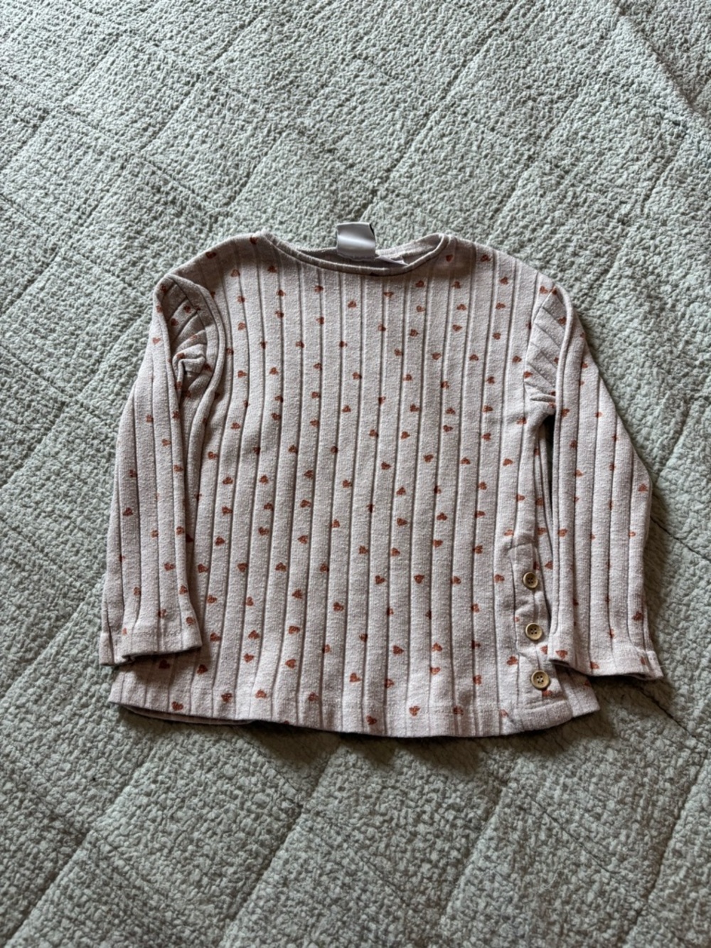 zara heart print ribbed longsleeve tee